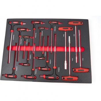 Kit HBM 16 poignées en forme de T, insert carbone, idéal pour chariot à outils
