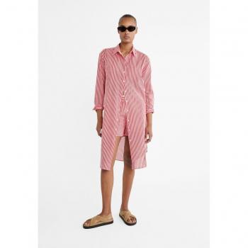 Robe Longue à Rayures Rouge S Stradivarius