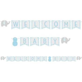 Banner di Benvenuto Baby Peanut – Creative Party (Unico Tutto Blu/Grigio)