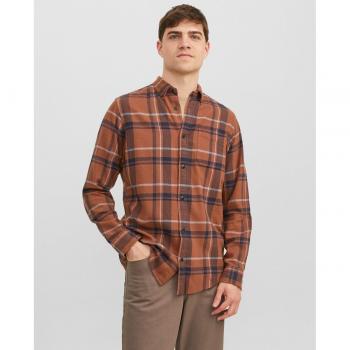Camisa a cuadros marrón de Jack & Jones en tallaje Comfort Fit para hombre