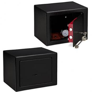 Casseforte a Parete con Chiave, Mini Safe, Serratura Doppia, 17x23x17, Nero