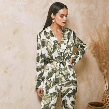 Women's Tropical Graphic Satin Pajama Set
