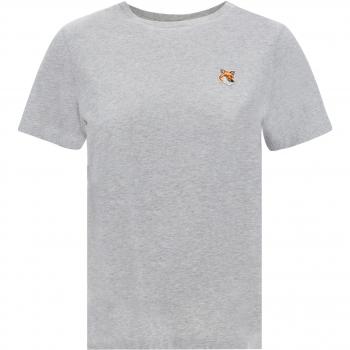 T-shirt grigia con logo Maison Kitsuné