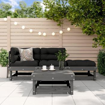 Set Salotto Giardino 4 pz Grigio in Legno di Pino