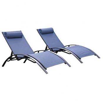 Bains de soleil KETER Monaco aluminium bleu lavande confortables