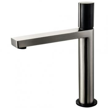 Mitigeur lavabo haut Exil – Essbagno – Inox brossé noir – Monotrou – Vasque posable