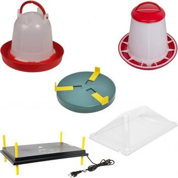 Kit Chioccia Artificiale Regolabile con Abbeveratoio, Mangiatoia e Coperchio per Allevamento Uccelli