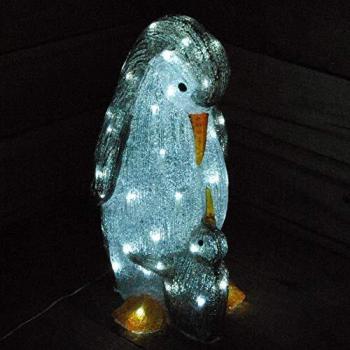 Kaemingk LED Acrylic Penguin with Baby Christmas Display