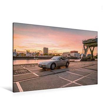 Premium Textil-Leinwand 120x80 cm: Porsche 944 S2 im Hafen bei Abendrot – Calvendo