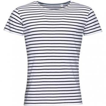 SOLS Miles Kurzarm-T-Shirt für Herren in Weiß/Navy L