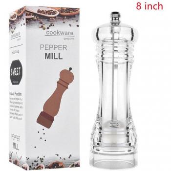 6-Inch to 8-Inch Adjustable Acrylic Salt and Pepper Grinder Set, Kitchen Tools with Ceramic Mechanism