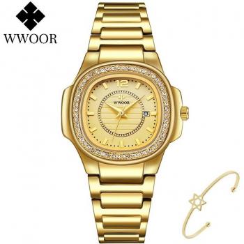 WWOOR Frauen Uhr Gold Elegant