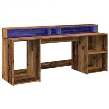VidaXL Schreibtisch mit LED-Beleuchtung Altholz-Optik 200x55x91 cm