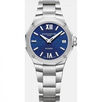 Reloj de mujer Baume & Mercier Riviera automático acero brillantes esfera azul