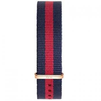 Blå/Rød NATO Rem til Daniel Wellington Oxford Rose 0701DW