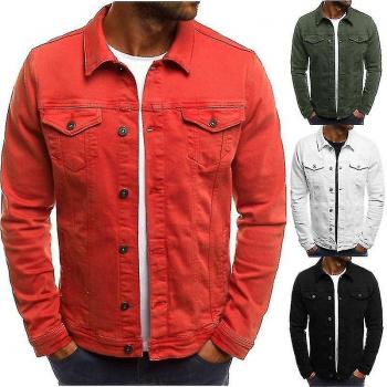 Veste en denim homme déchirée casual rouge M