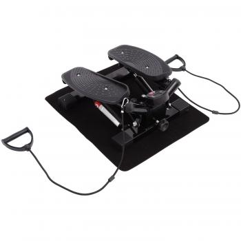 HOMCOM Mini-Step-Station – Heimtrainer Sidestepper + Bands (schwarz)