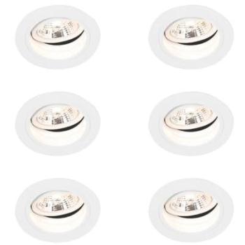 QAZQA 6x White Recessed Spotlight Set, 70mm Chuck, Adjustable