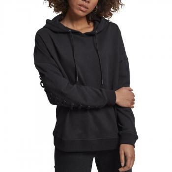 Sudadera con Capucha Urban Classics Laced-Up para Mujer, Negro