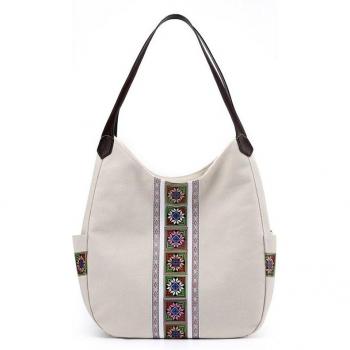 Waterproof Women's Canvas Shoulder Bag with Pockets