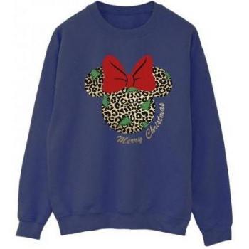 Disney Women's Christmas Sweatshirt with Minnie Mouse and Leopard Print
