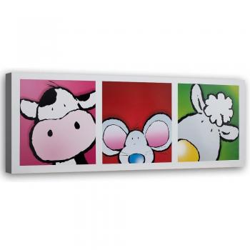 Œuvre sur toile « La troupe de bêtes » 90x30 cm
