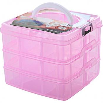 Adjustable Plastic Bead Storage Box with Pill Compartments