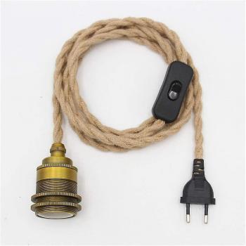 Kit pendentif en corde de chanvre vintage avec interrupteur, E27 (bronzé)