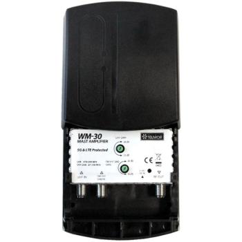 Amplificador de mástil WM‑30 FM/VHF+UHF DVB‑T2 5G Seguro Telkom Telmor