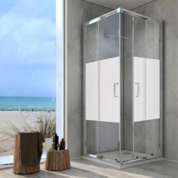 Essentielle Linie: Eckdusche mit Siebdruckglas, DHIMP