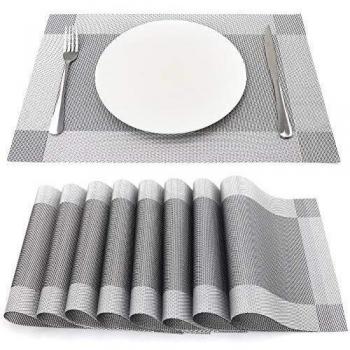 SueH Design 8 sets napperons en vinyle chaud-resistants, Gris clair, 45 × 30 cm