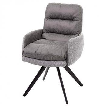 Silla de Comedor Autogirada Mvg Gris Textil con Brazos