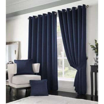 Adiso Dark Blue Eyelet Ring Top Curtains 168cm x 229cm