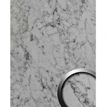 WallFace 19338-Marble White panneau mural lisse auto‑adhésif 2,6 m² blanc-gris aspect pierre