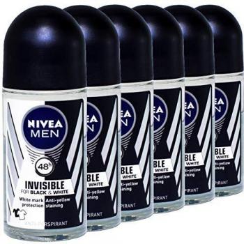 Nivea Männer Invisible Roll-On 50 ml Schwarz-Weiß – 6er Set