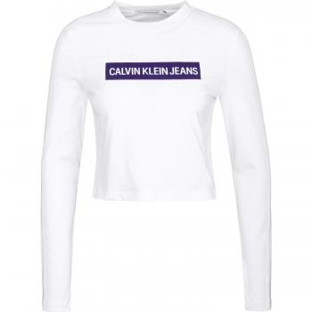 Kalvin Klein Jeans Instit. Box Cropped Langer Ärmel weiß