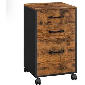Three-Drawer Brown Mobile File Cabinet – 68.2 cm