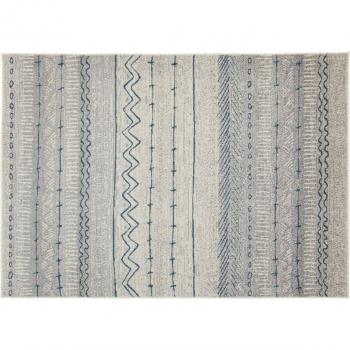 Tappeto Casa etnico avorio e blu 220x150 cm