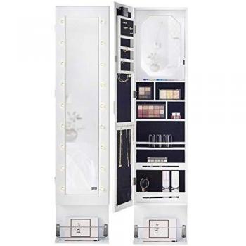 IceCreamLiving Wall Mounted Jewellery Mirror with Hair Dryer Holder