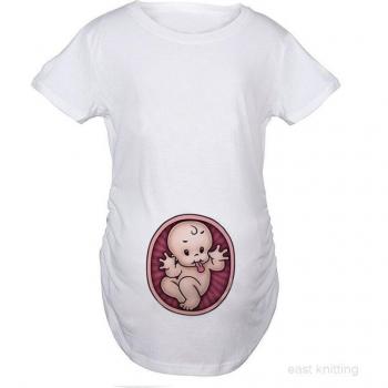 Maternity O-Neck Short Sleeve Shirt for Pregnant Women