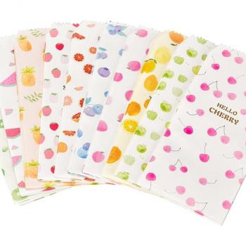 Papel de regalo para frutas frescas, lote de 15, con estampado de cereza, kiwi, naranja y melocotón, 90x195mm