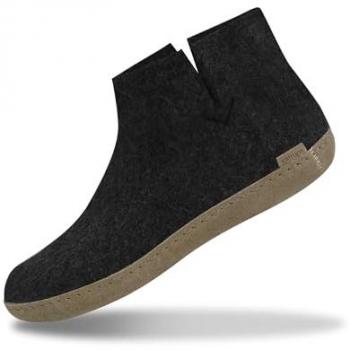 Glerups DK Hausschuh Boots – Leder‑Sohle, schwarz, 1‑teilig, Größe 44