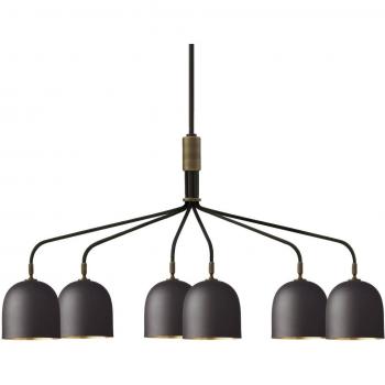 Lustre à 6 lampes gunmetal 134x73 cm