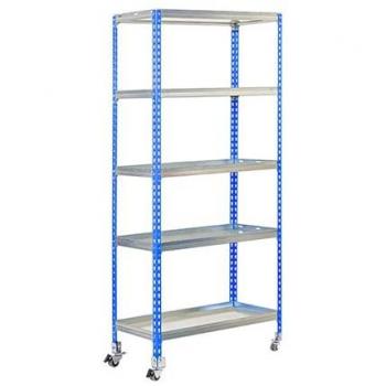 Étagère Simonrack 5 niveaux, finition bleu et galvanisé – 187,5 × 90 × 30 cm