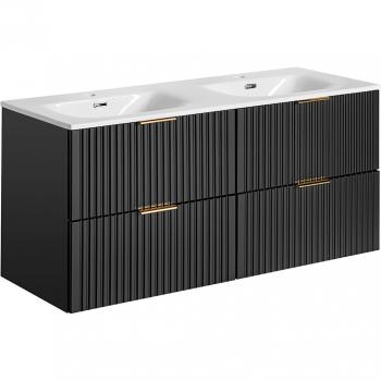 Meuble double vasque noir encastré 120cm