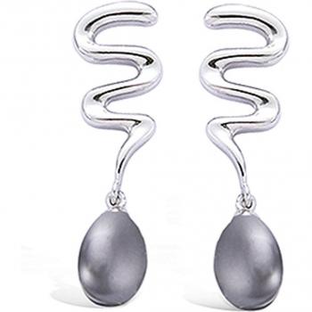 Pendientes Elegantes 'Perla Gris' de Plata