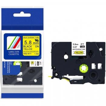 HSe-211 Black on White Heat Shrink Tape for Brother P-Touch Cable Marker