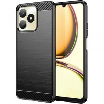 Funda Resistente de Gel con Textura Carbónica Negra para Realme C51