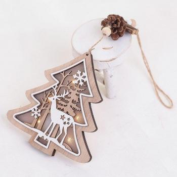 Élan en Bois Lumineux avec Cloche pour Arbre de Noël