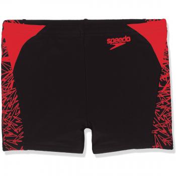 Speedo Boom Splice Aquashort Garçon, Noir/Rouge Anglais, FR : XXS